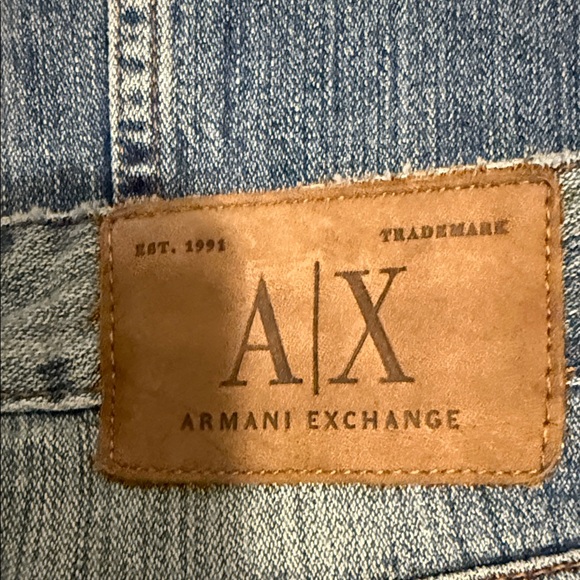 A/X Armani Exchange Blue Distressed Boot Cut Jeans - Picture 4 of 6